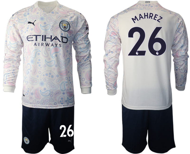 2021 Men Manchester city away long sleeve #26 soccer jerseys->youth soccer jersey->Youth Jersey